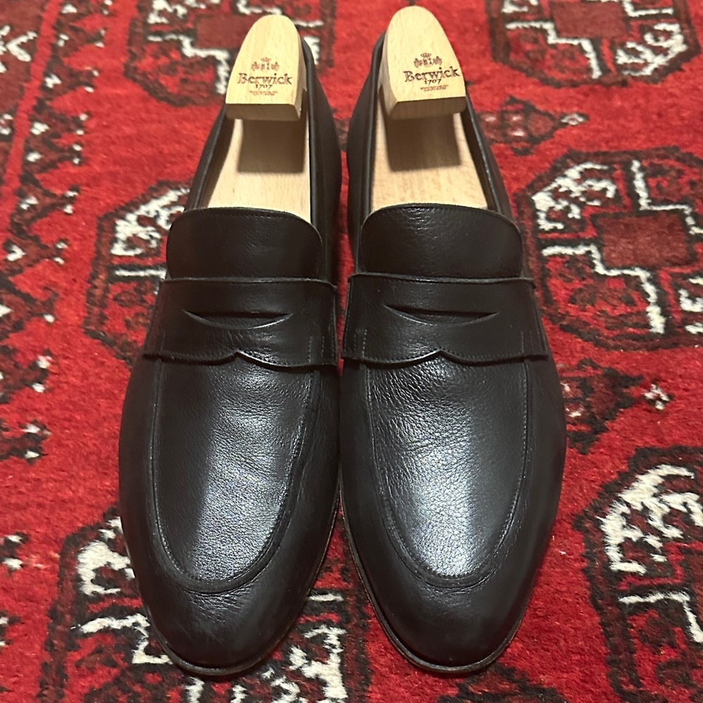 Meermin Black Goodyear Welted Leather Loafers UK7.5 US8.5
